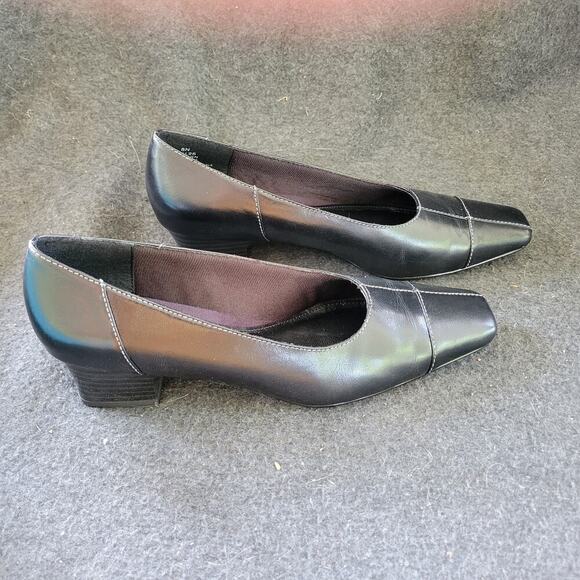Lifestride Shoes Sz 8.5 Pumps Brown Leather Rayburn Heel Square Toe Slip On - Picture 1 of 9